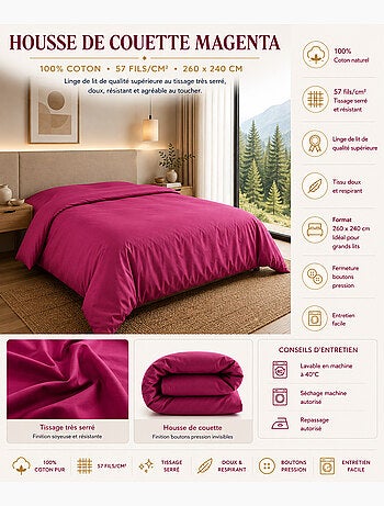 Housse de couette – 100% coton 57 fils/cm² – qualité supérieure