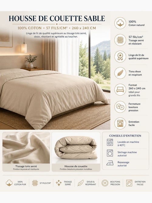 Housse de couette – 100% Coton 57 fils/cm² – Qualité Supérieure - Kiabi