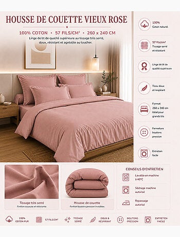 Housse de couette – 100% coton 57 fils/cm² – qualité supérieure