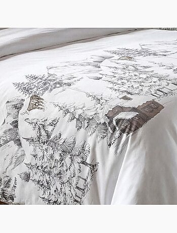 Housse de couette 100% coton 57fils finition rabat + 2 taies d’oreiller