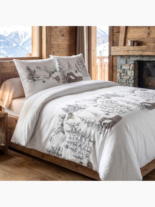 Housse de couette 100% coton 57fils finition rabat + 2 taies d’oreiller - Kiabi Housse de couette 100% coton 57fils finition rabat + 2 taies d’oreiller - Kiabi