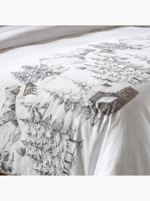 Housse de couette 100% coton 57fils finition rabat + 2 taies d’oreiller - Kiabi Housse de couette 100% coton 57fils finition rabat + 2 taies d’oreiller - Kiabi