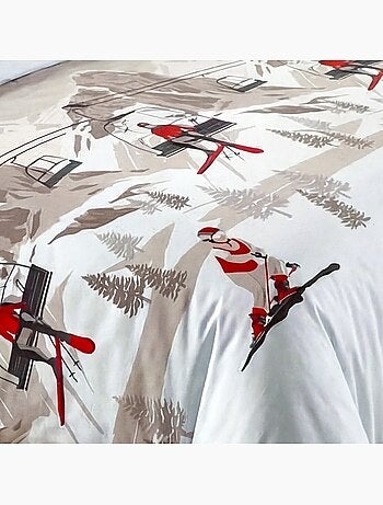 Housse de couette 100% coton 57fils finition rabat + 2 taies d’oreiller