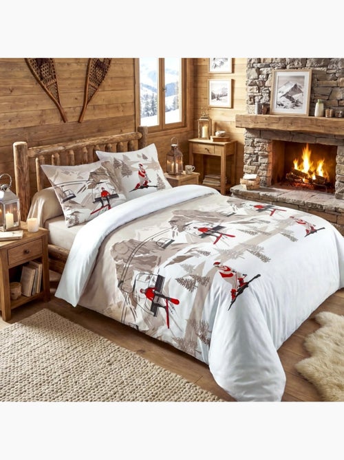 Housse de couette 100% coton 57fils finition rabat + 2 taies d’oreiller - Kiabi Housse de couette 100% coton 57fils finition rabat + 2 taies d’oreiller - Kiabi