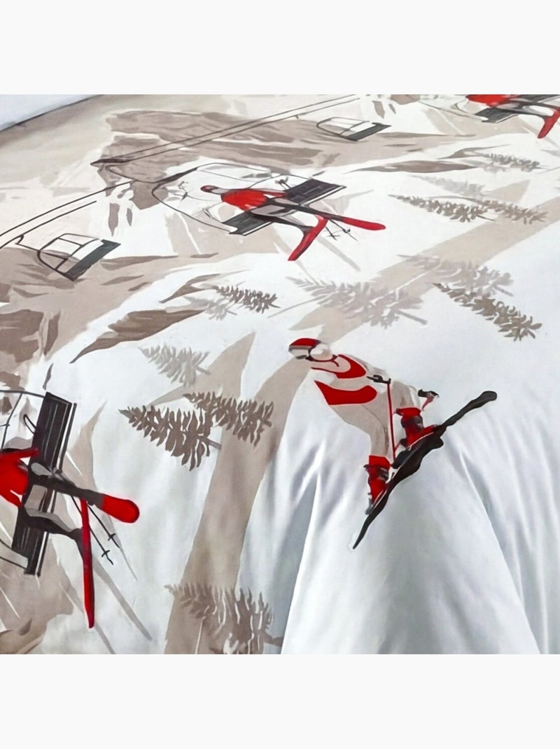 Housse de couette 100% coton 57fils finition rabat + 2 taies d’oreiller Blanc - Kiabi