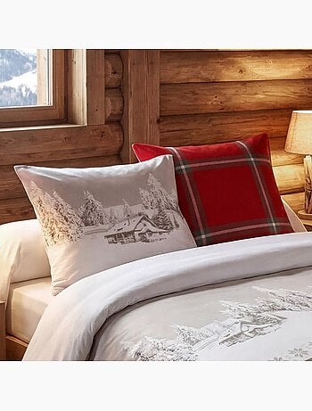 Housse de couette 100% coton 57fils finition rabat + 2 taies d’oreiller