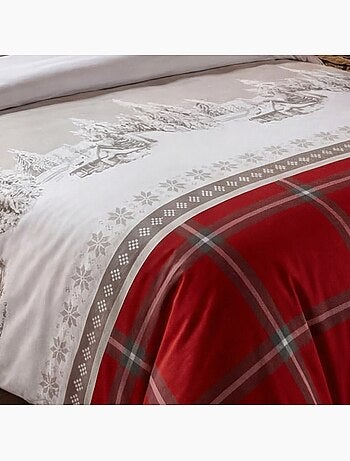 Housse de couette 100% coton 57fils finition rabat + 2 taies d’oreiller