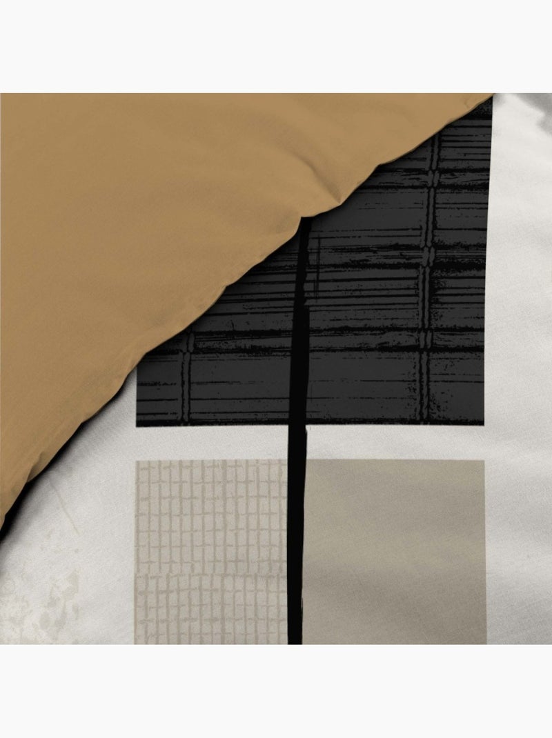 Housse de couette 100% coton finition pression + 2 taies d’oreiller Multicolore - Kiabi