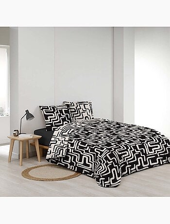 Housse de couette 100% coton finition pression + 2 taies d’oreiller