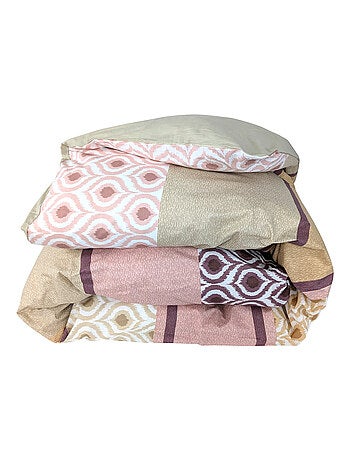 Housse de couette 100% coton INOUK rose/beige