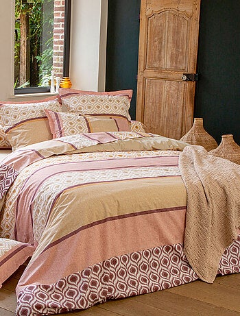 Housse de couette 100% coton INOUK rose/beige