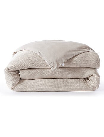 Housse de couette 100% coton nid d’abeille uni olya