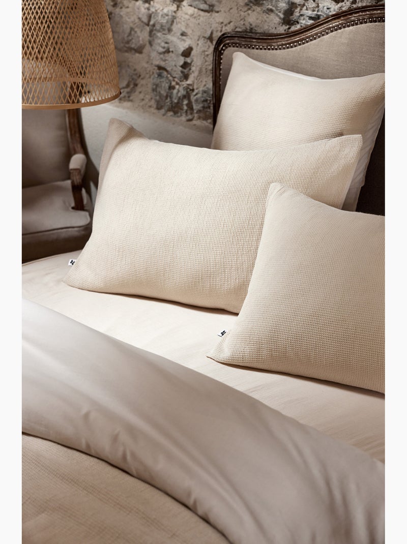 Housse de couette 100% coton nid d’abeille uni olya Beige Pampa - Kiabi