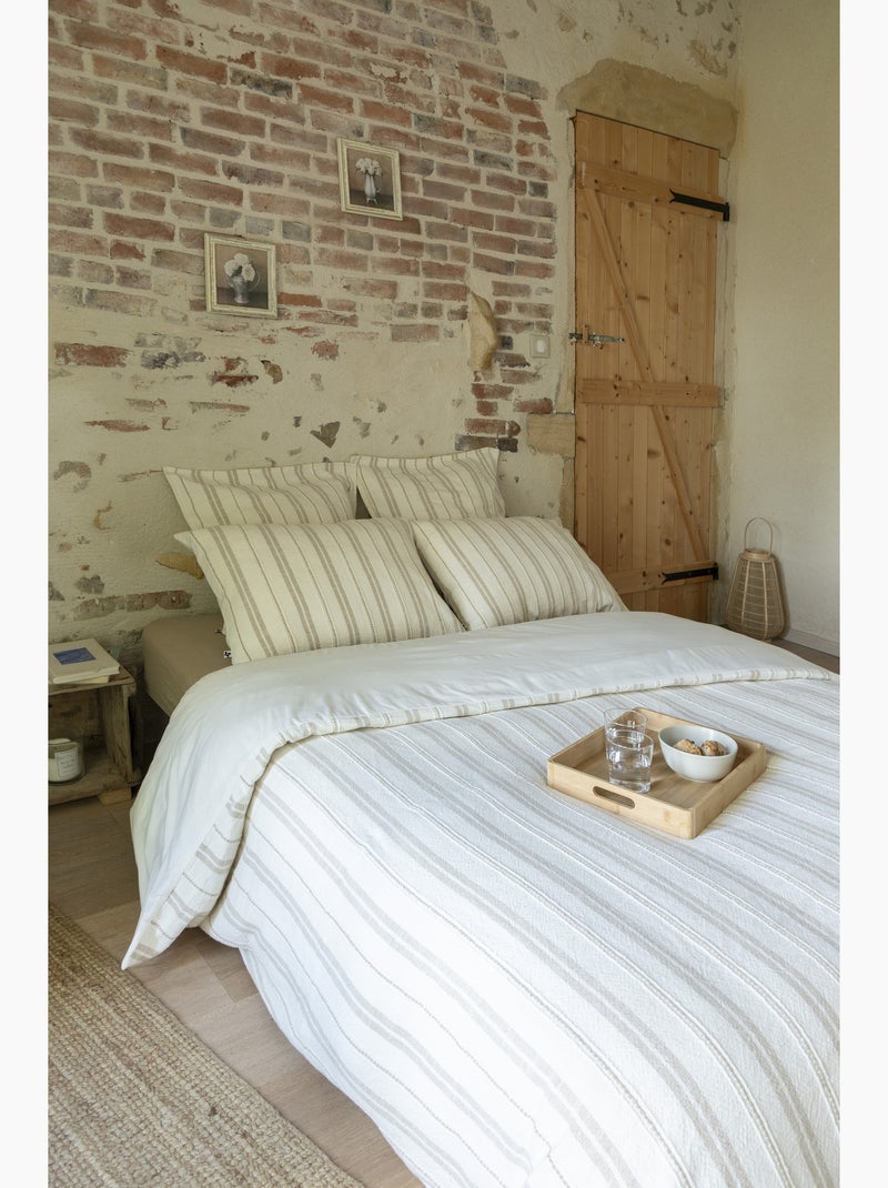 Housse de couette 100% coton texturé tom Beige naturel - Kiabi