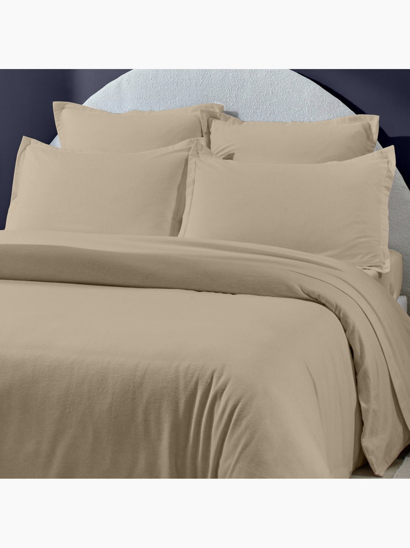 Housse de couette 100% flanelle de coton Beige - Kiabi