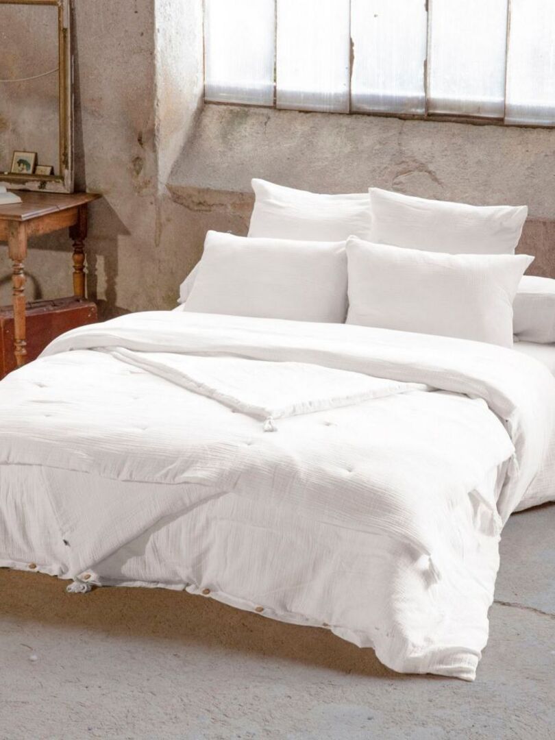Housse de couette 100% Gaze de Coton - Blanc - Kiabi - 64.99€