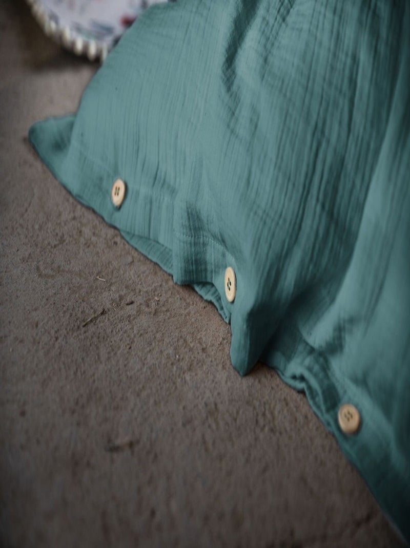 Housse de couette 100% gaze de coton Bleu canard - Kiabi