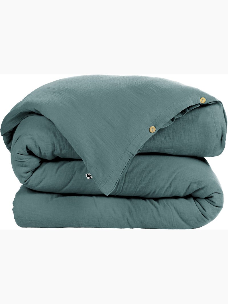 Housse de couette 100% gaze de coton Bleu - Kiabi