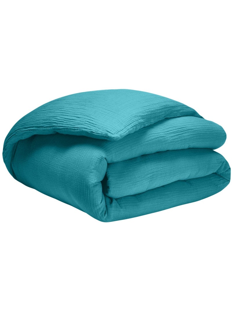 Housse de couette 100% gaze de coton Bleu - Kiabi