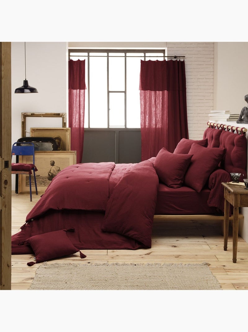 Housse de couette 100% gaze de coton Bordeaux - Kiabi