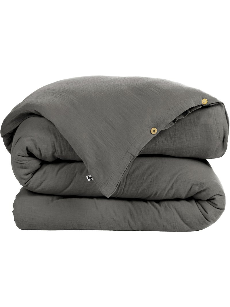 Housse de couette 100% gaze de coton Gris - Kiabi