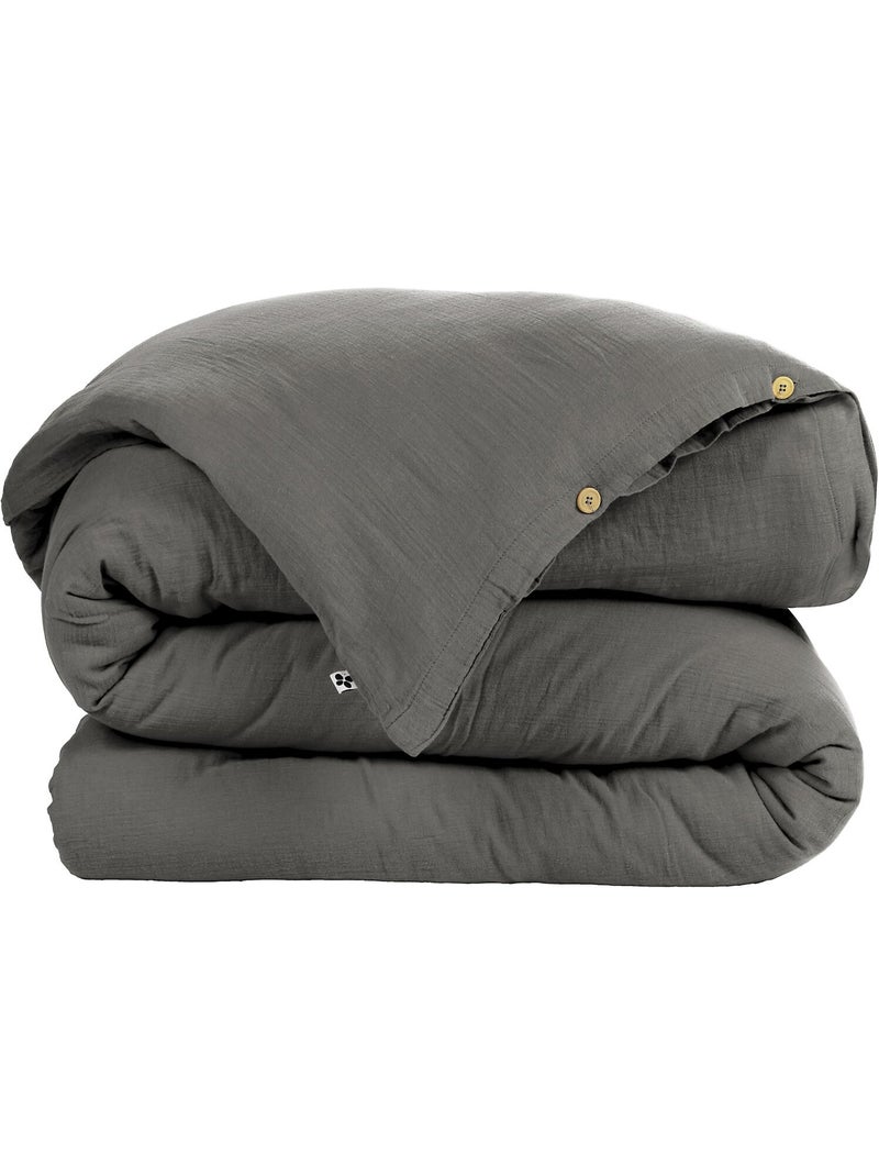 Housse de couette 100% gaze de coton Gris foncé - Kiabi