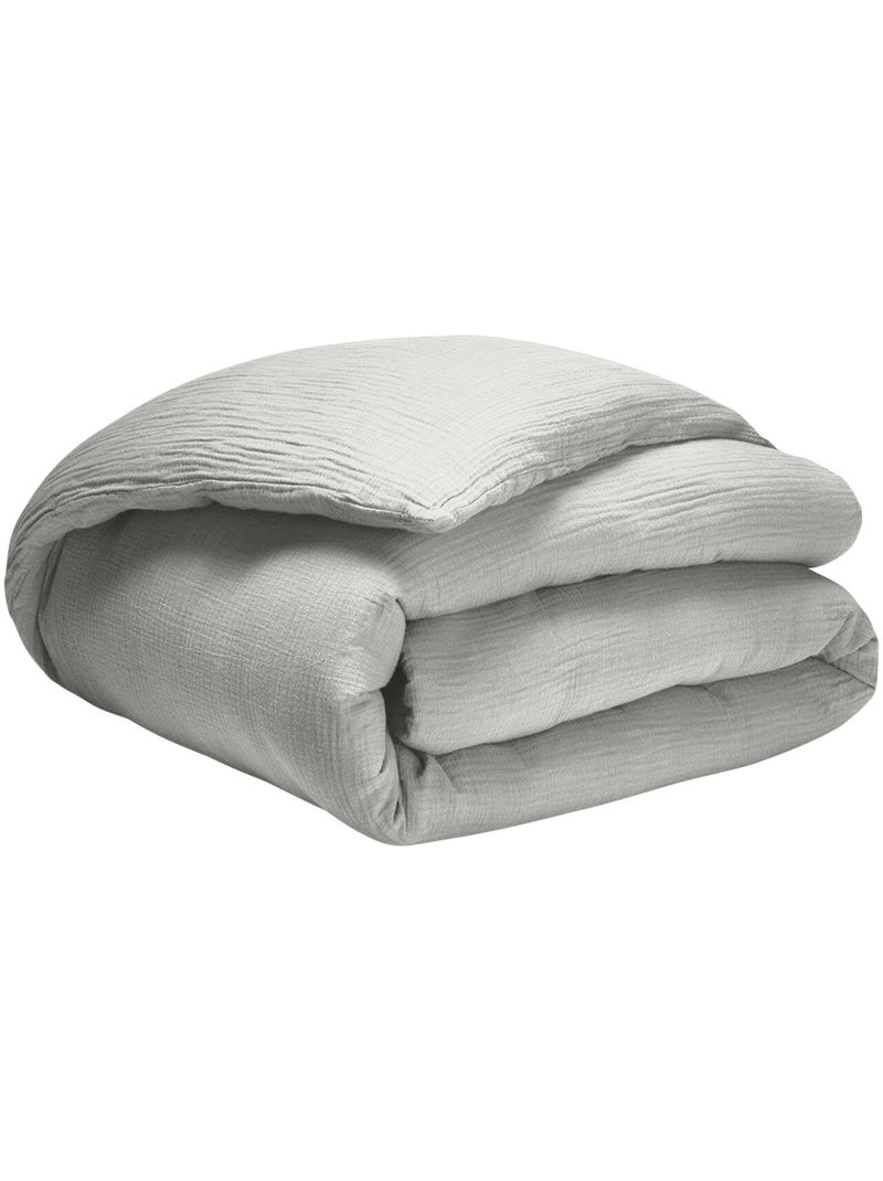 Housse de couette 100% gaze de coton Gris glacier - Kiabi