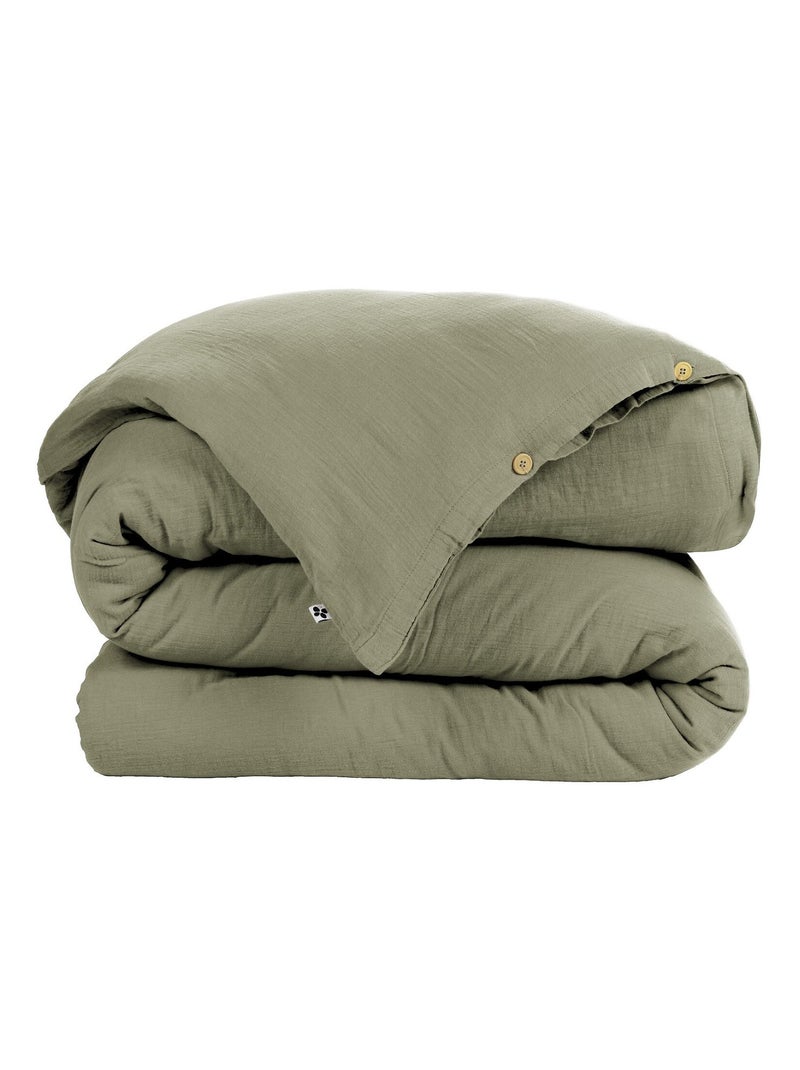 Housse de couette 100% Gaze de Coton Kaki - Kiabi