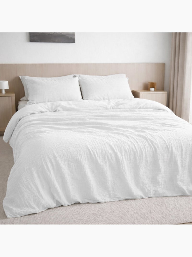 Housse de couette 100% gaze de coton lavé Blanc - Kiabi