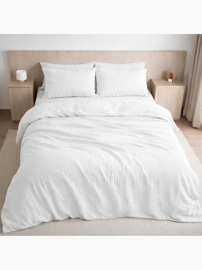 Housse de couette 100% gaze de coton lavé Blanc - Kiabi