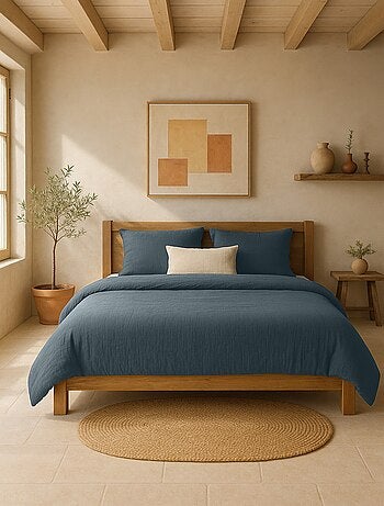 Housse de couette 100% gaze de coton lavé