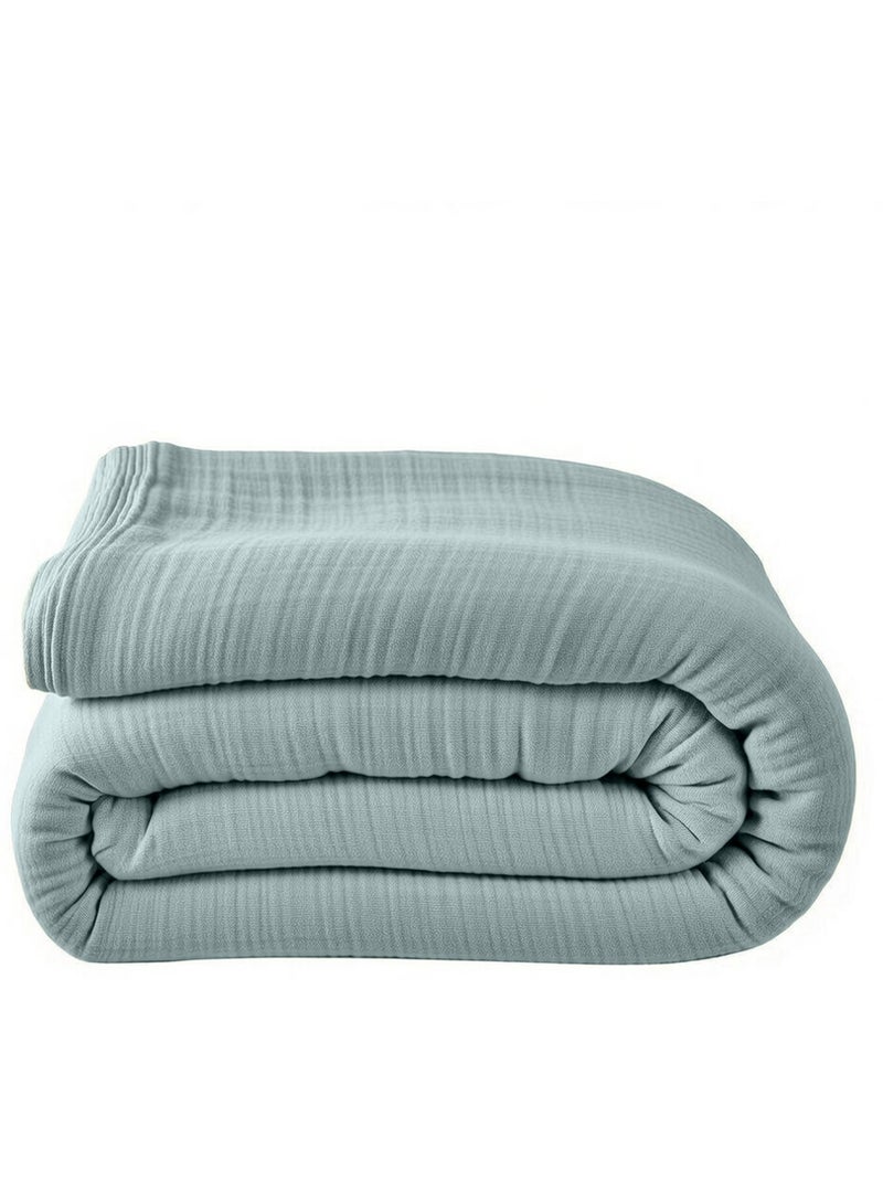 Housse de couette 100% gaze de coton lavé Bleu givrée - Kiabi