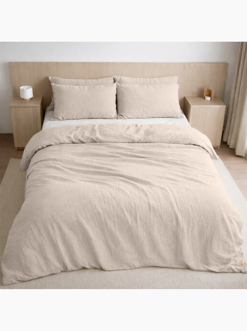 Housse de couette 100% gaze de coton lavé Ecru - Kiabi