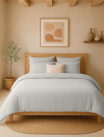 Housse de couette 100% gaze de coton lavé