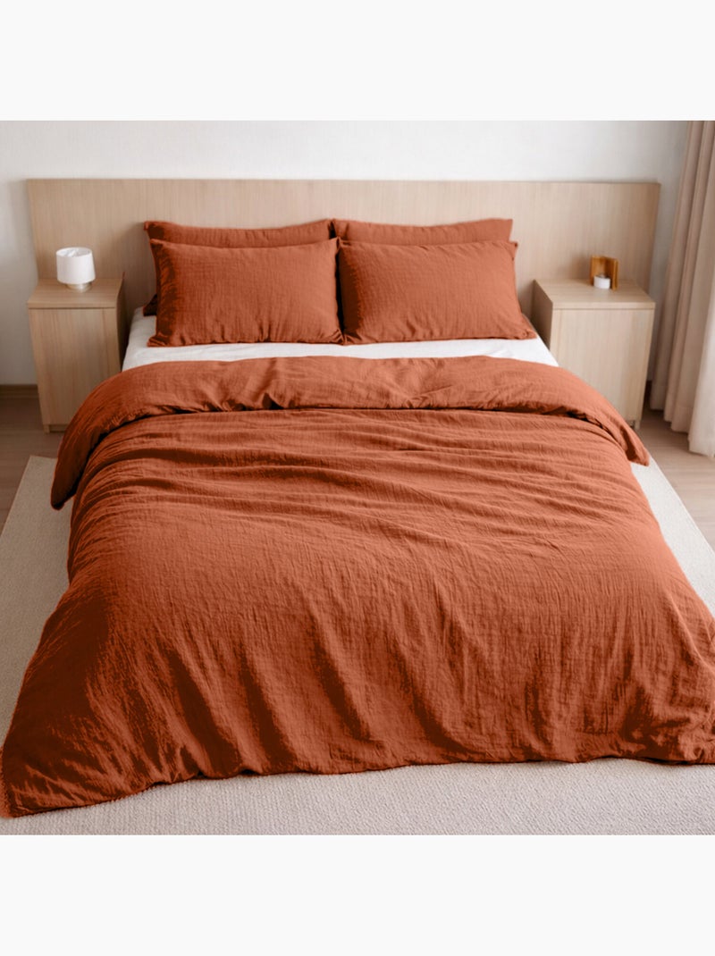Housse de couette 100% gaze de coton lavé Safran - Kiabi