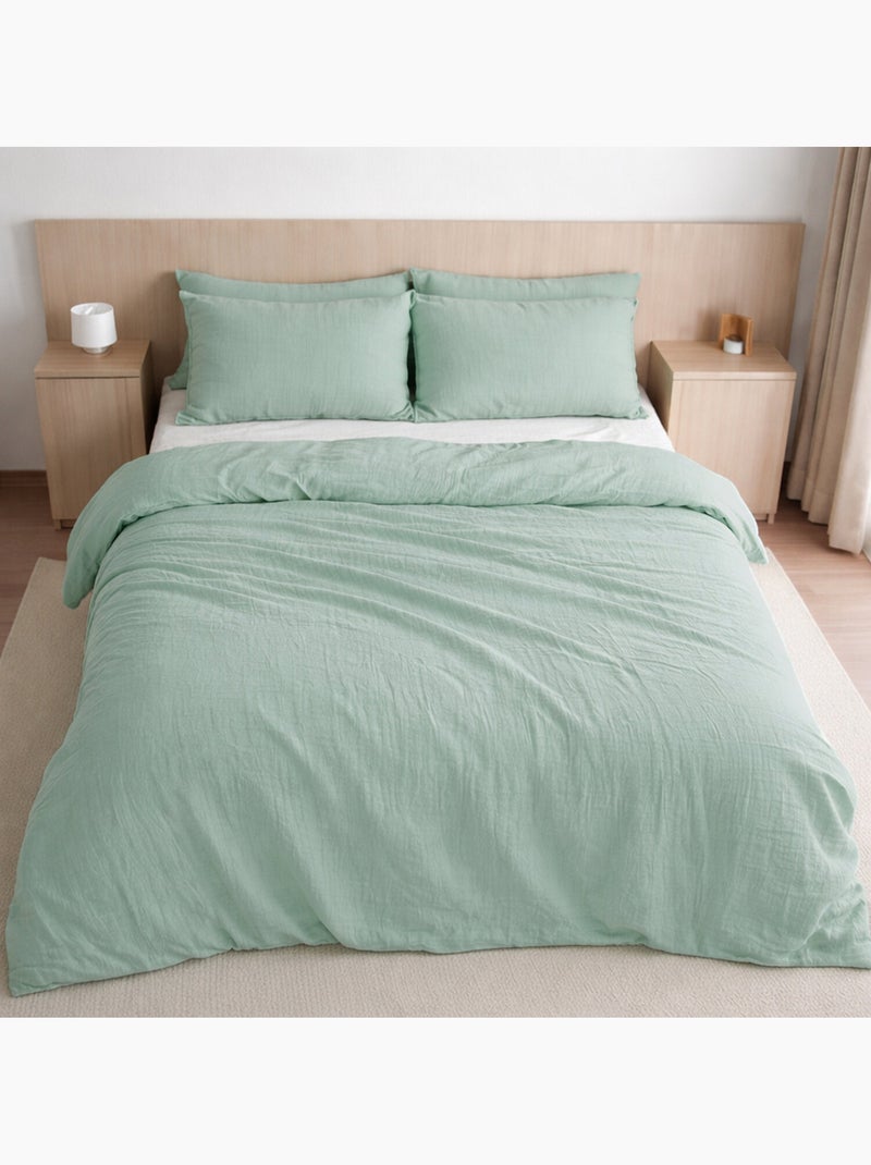 Housse de couette 100% gaze de coton lavé Vert d'eau - Kiabi