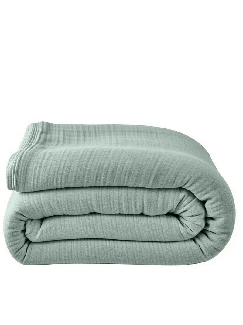 Housse de couette 100% gaze de coton lavé Vert d'eau - Kiabi