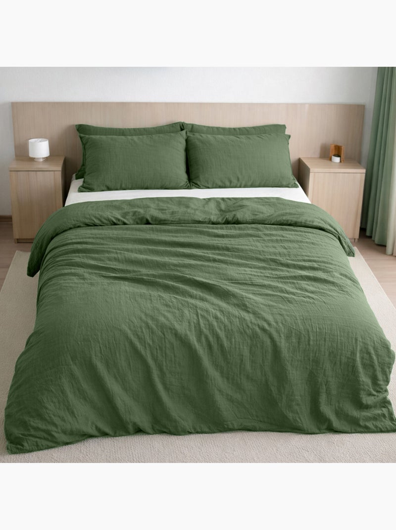 Housse de couette 100% gaze de coton lavé Vert - Kiabi
