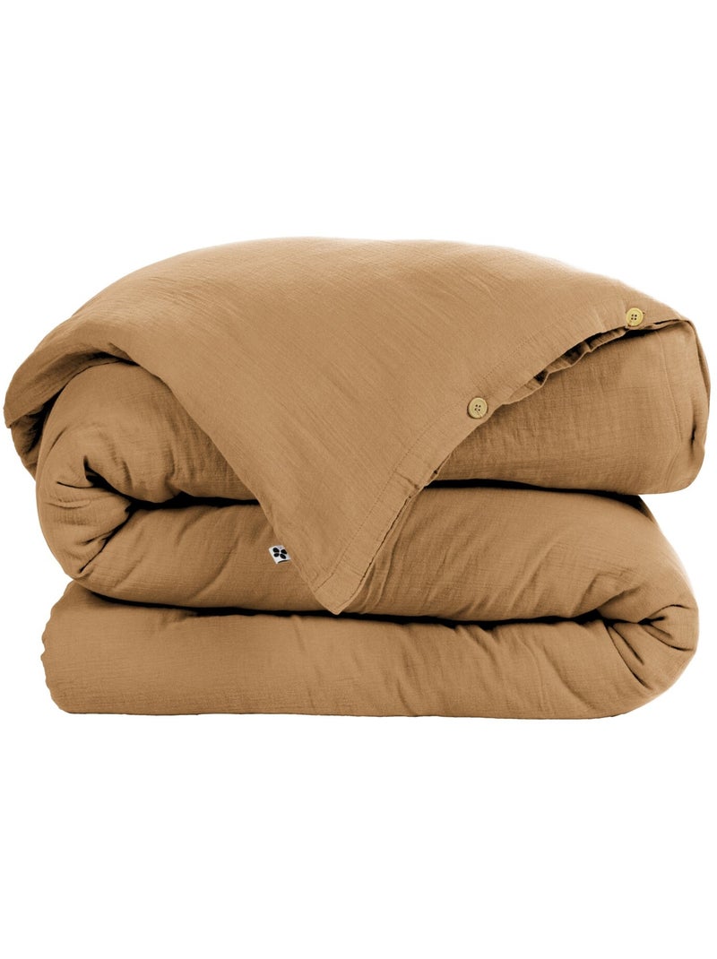 Housse de couette 100% gaze de coton Marron - Kiabi