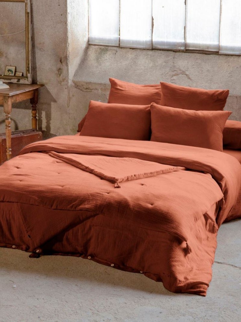 Housse de couette 100% Gaze de Coton Orange - Kiabi