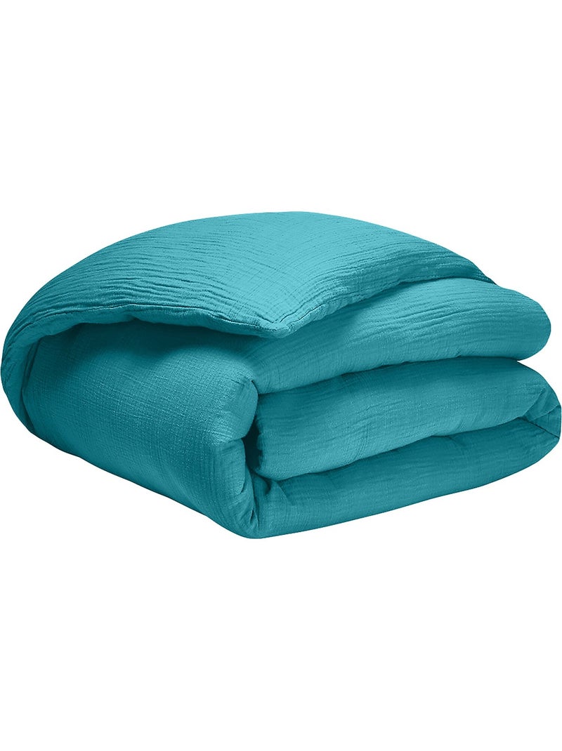 Housse de couette 100 % gaze de coton pur Bleu - Kiabi