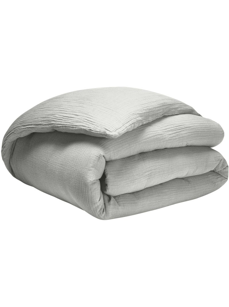 Housse de couette 100 % gaze de coton pur Gris glacier - Kiabi