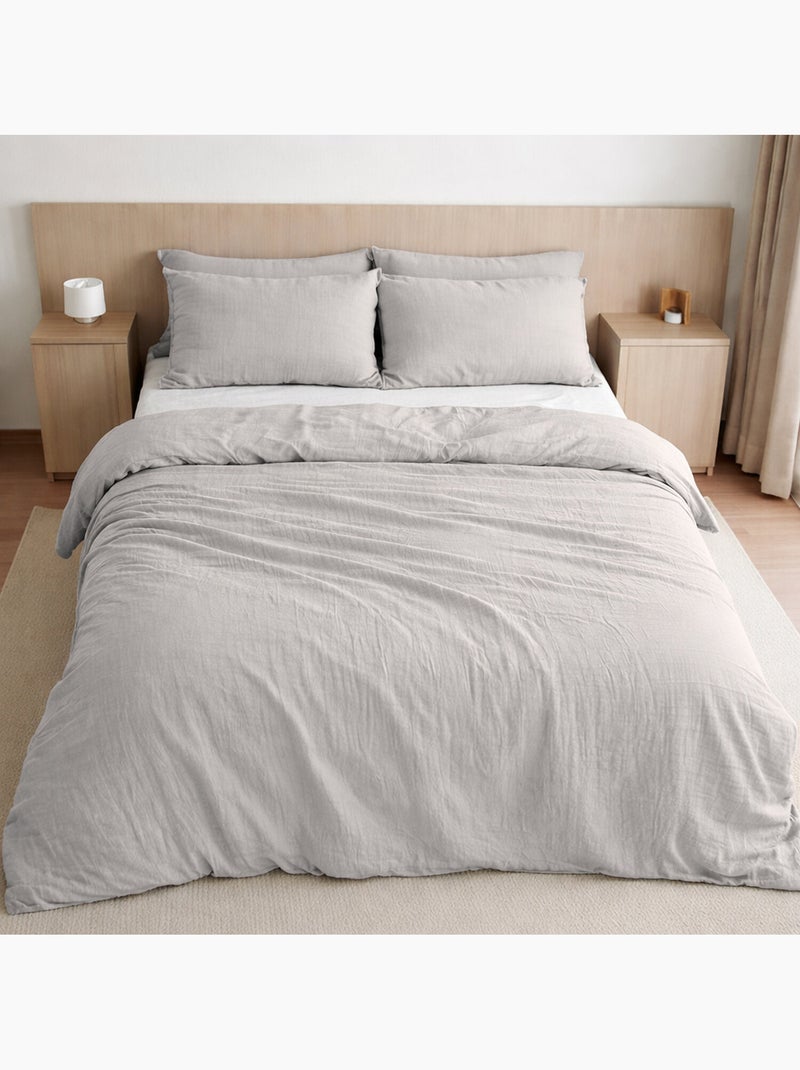 Housse de couette 100 % gaze de coton pur Gris glacier - Kiabi
