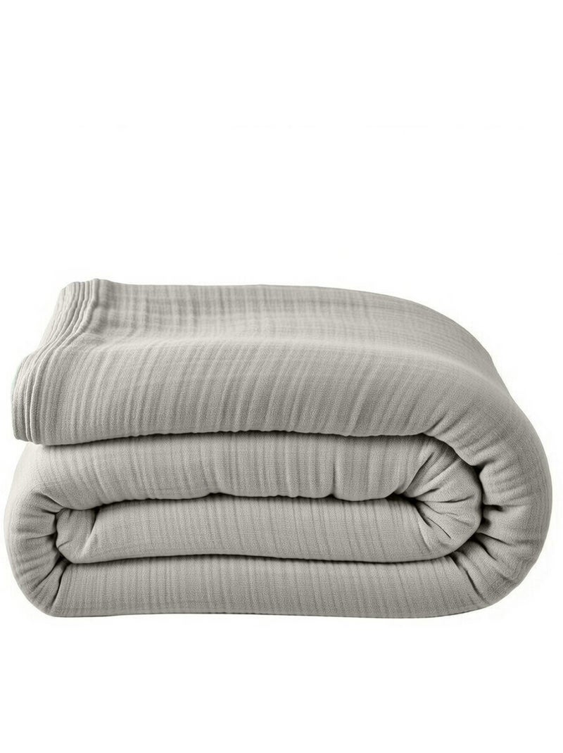 Housse de couette 100 % gaze de coton pur Gris glacier - Kiabi
