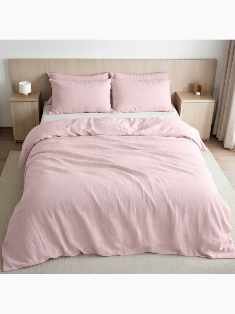 Housse de couette 100 % gaze de coton pur Rose lotus - Kiabi