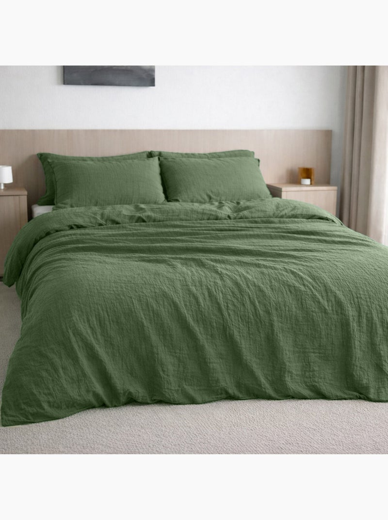 Housse de couette 100 % gaze de coton pur Vert - Kiabi