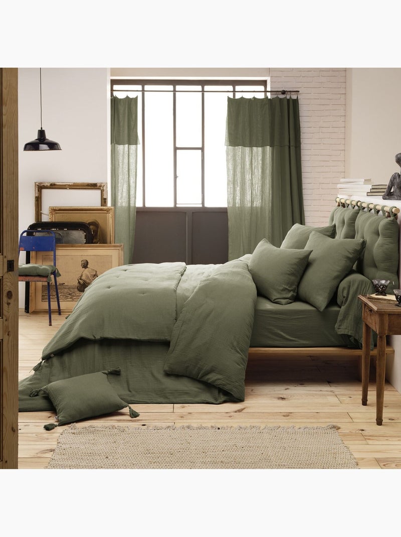 Housse de couette 100% gaze de coton Vert - Kiabi