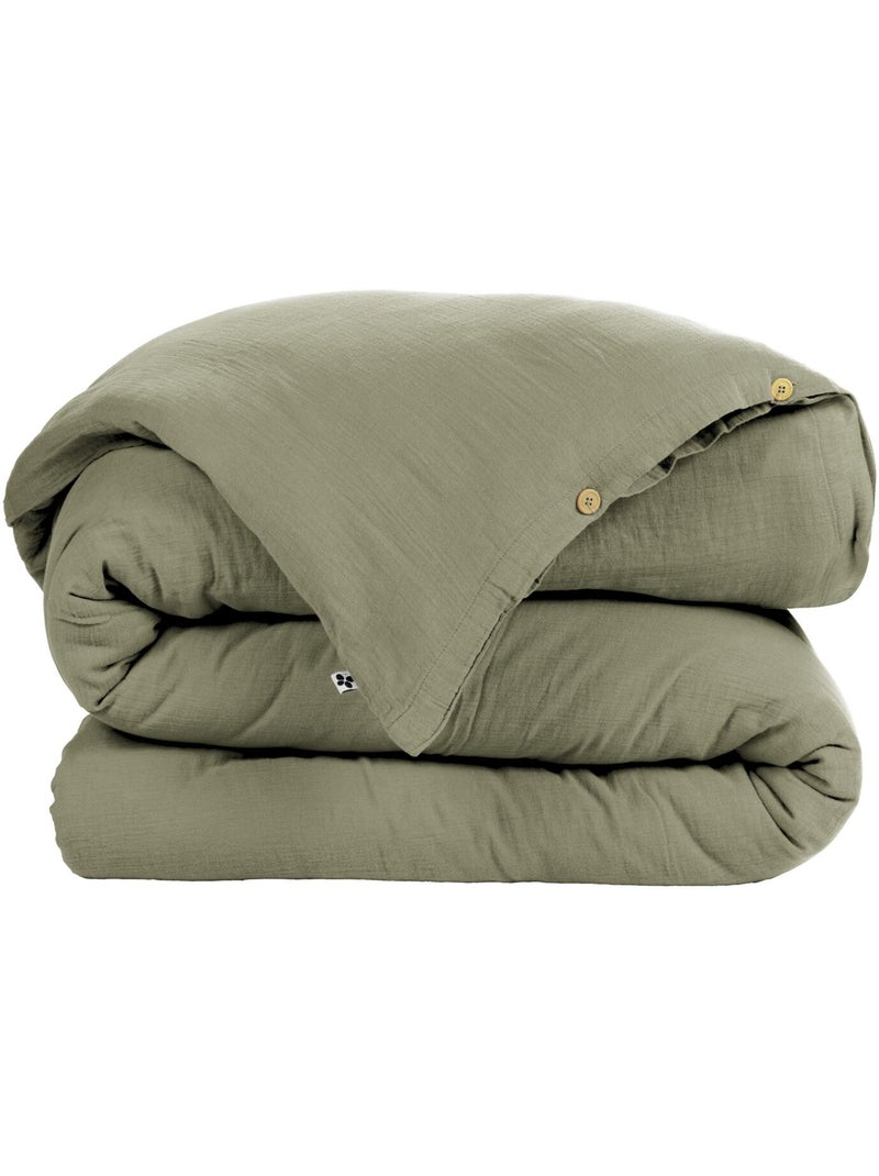 Housse de couette 100% gaze de coton Vert - Kiabi