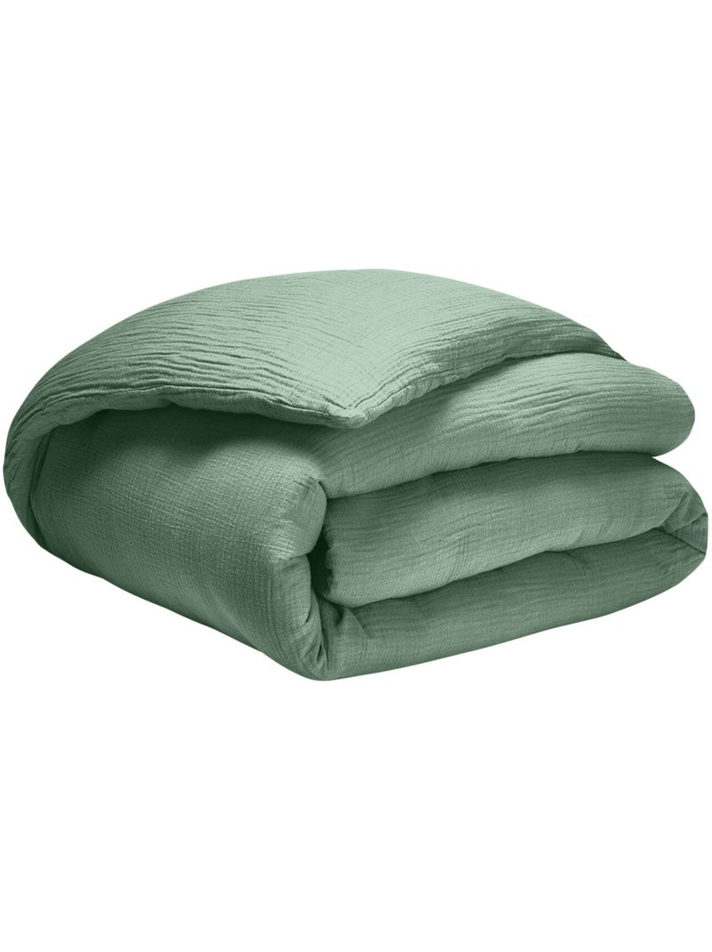 Housse de couette 100% gaze de coton Vert d'eau - Kiabi