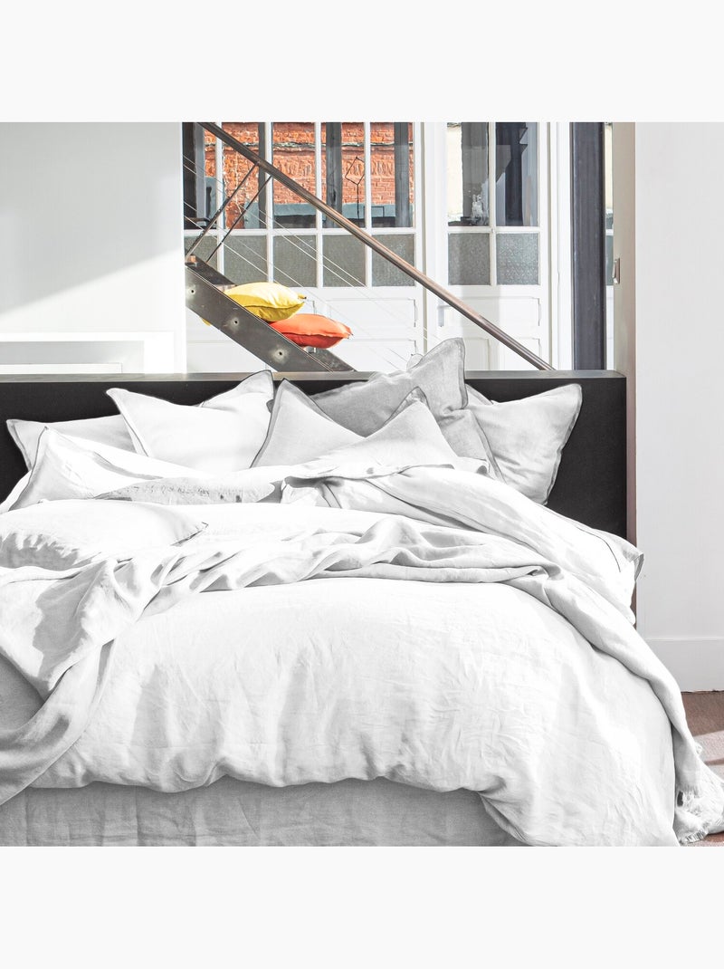 Housse de couette 100% lin lavé Blanc - Kiabi